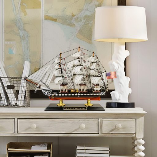 Wooden castle Wooden boat model sailboat decoration
